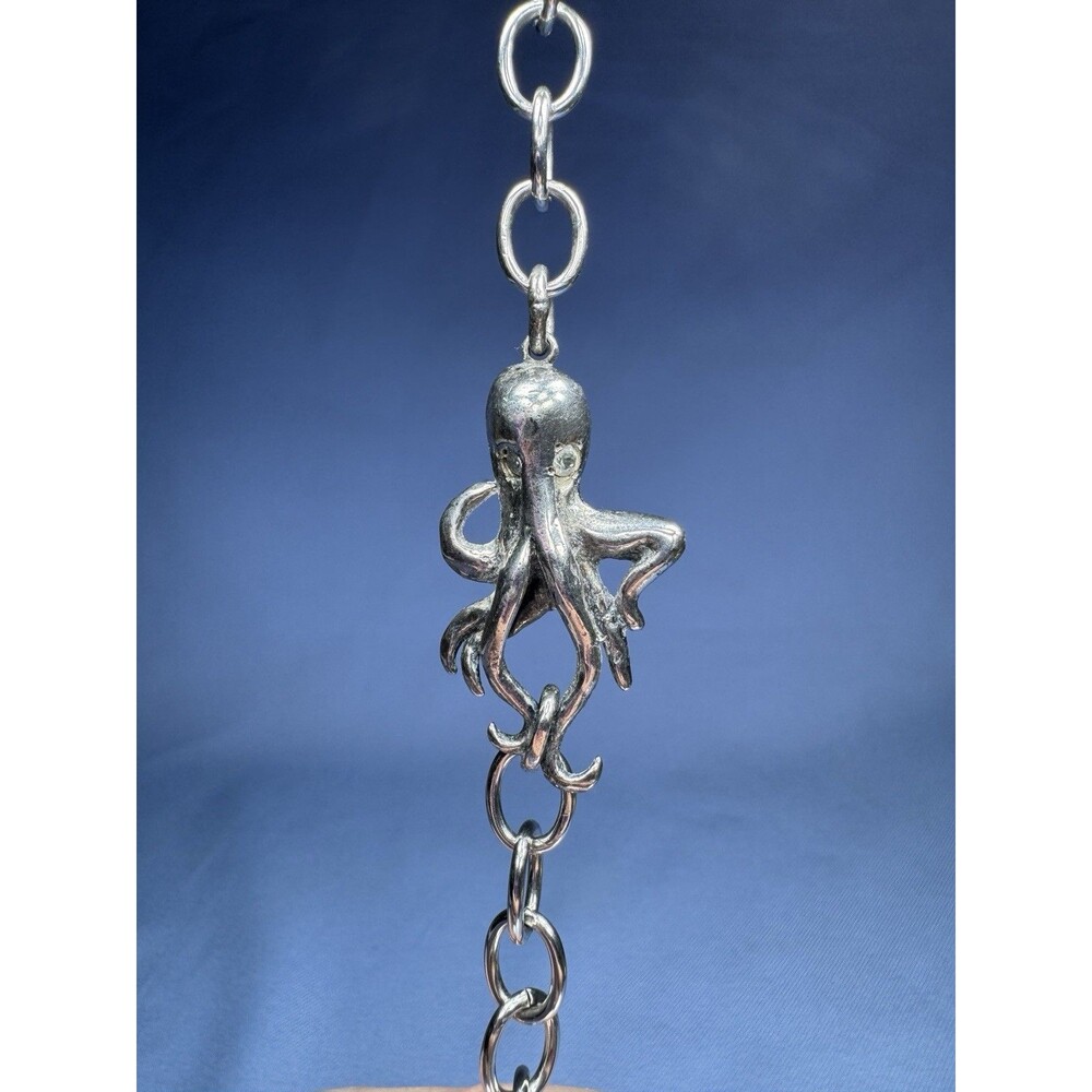 Silver Tone Sea Life Octopus And Chain Bracelet W/ Seahorse Charm 8”